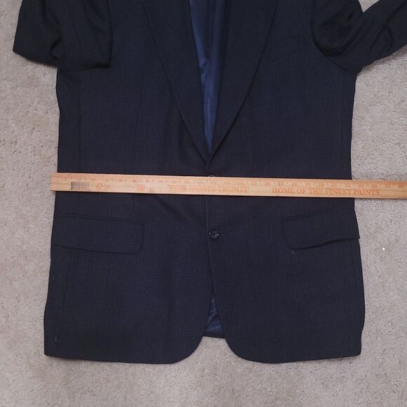 Oscar de la Renta Blazer Men 44L Blue Plaid Wool Sportscoat Jacket - Picture 11 of 16